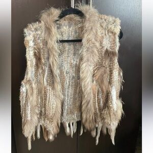 Real Rabbit fur vest fringe hem